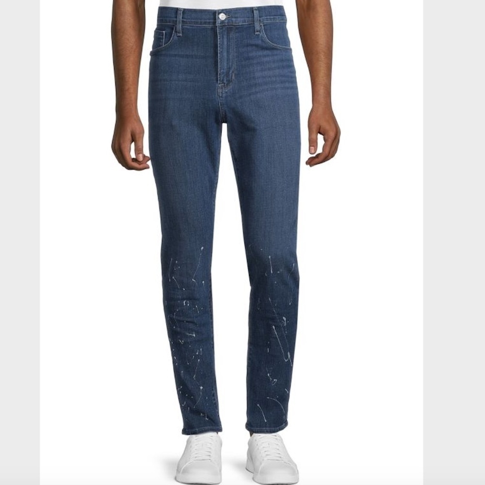 Hudson Jeans Zane Skinny Jeans Splattered Paint Print Dark Wash